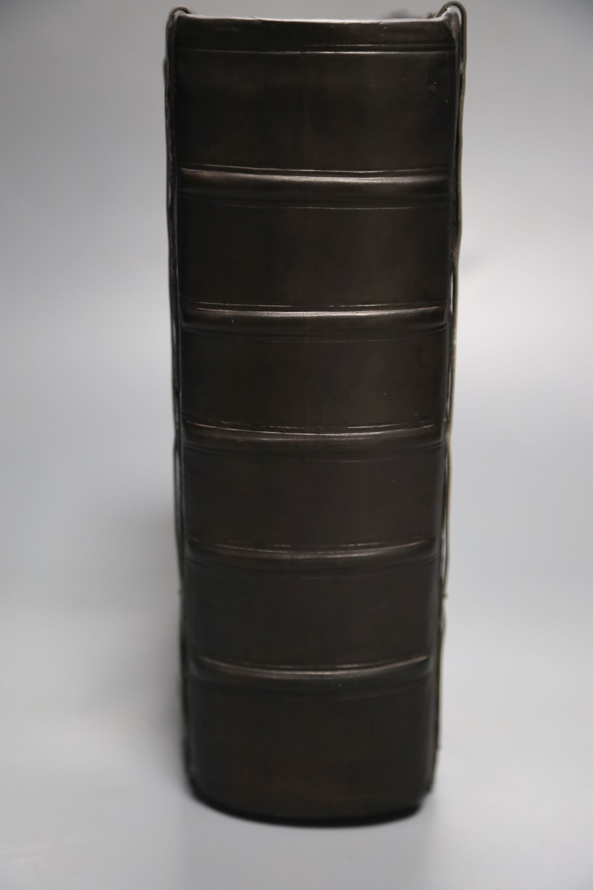 Bible in English [Bible], qto, contemporary brass mounted calf rebacked, with general title laid down, with Genealogies but lacking map